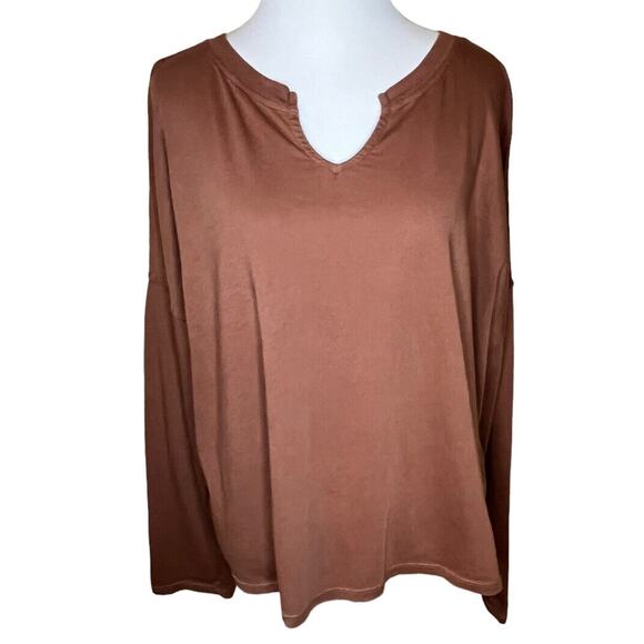 Wild Fable Womens XL Muted Brick Long Sleeve Round V-Neck Pullover 100% Cotton - Picture 1 of 7